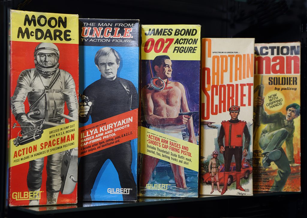 Examples of historic toy packaging from the 1960s at the Museum of Brands